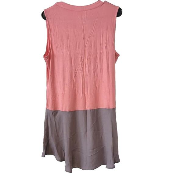 LOGO Lori Goldstein Med Two Tone Pink Gray Sleeveless Blouse Top Tank Button Up - Picture 2 of 3